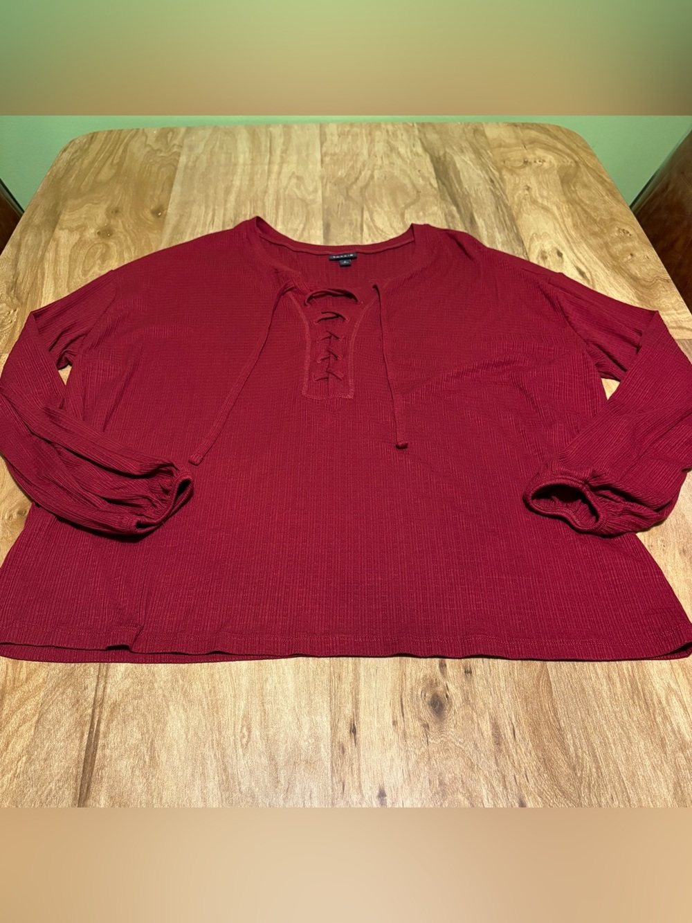 Torrid Dark Red Lace-Up Neck Long Sleeve Pullover Sweater Womens Plus Size 2
